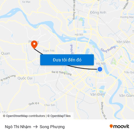 Ngô Thì Nhậm to Song Phượng map