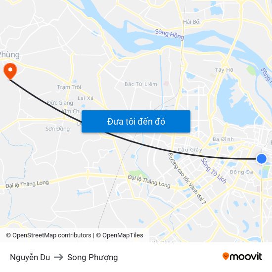 Nguyễn Du to Song Phượng map