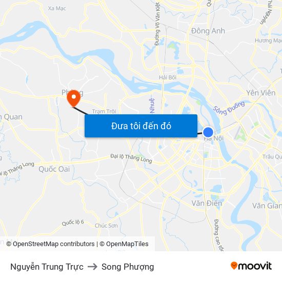 Nguyễn Trung Trực to Song Phượng map