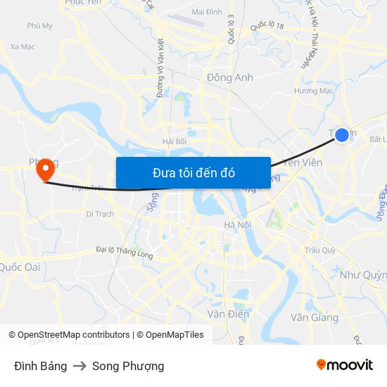 Đình Bảng to Song Phượng map