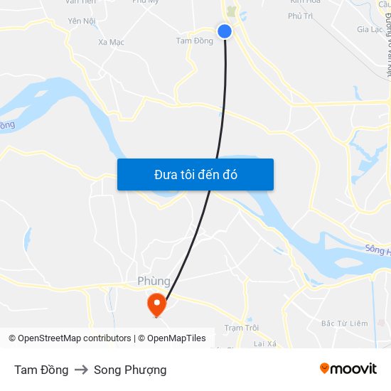 Tam Đồng to Song Phượng map