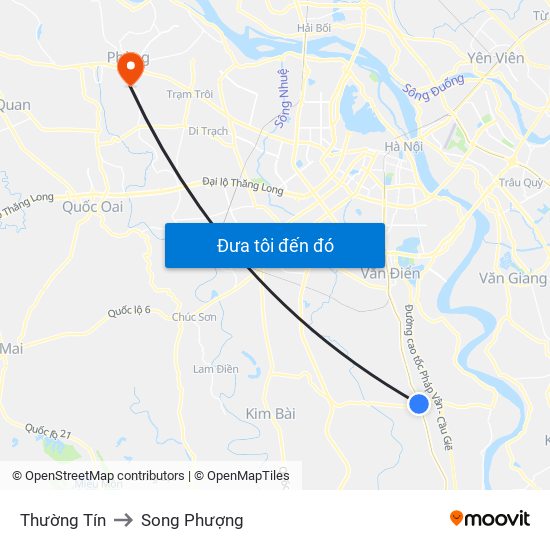 Thường Tín to Song Phượng map