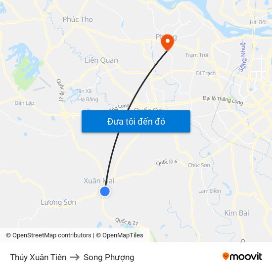 Thủy Xuân Tiên to Song Phượng map