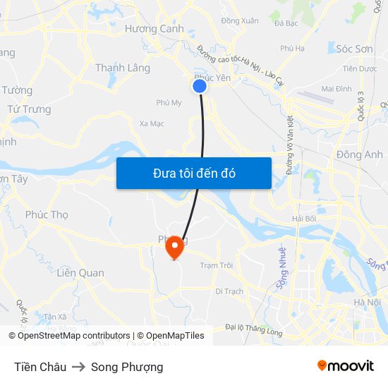 Tiền Châu to Song Phượng map