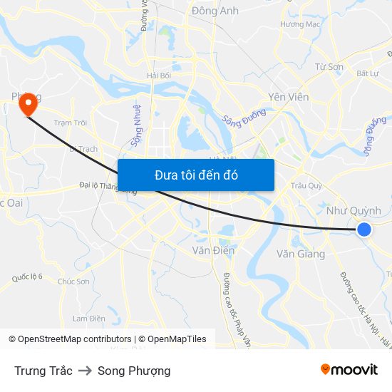 Trưng Trắc to Song Phượng map