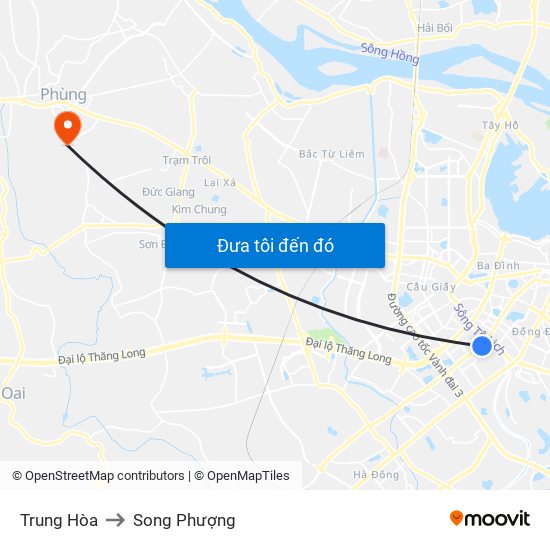 Trung Hòa to Song Phượng map
