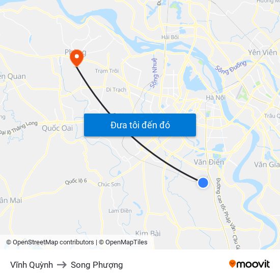 Vĩnh Quỳnh to Song Phượng map