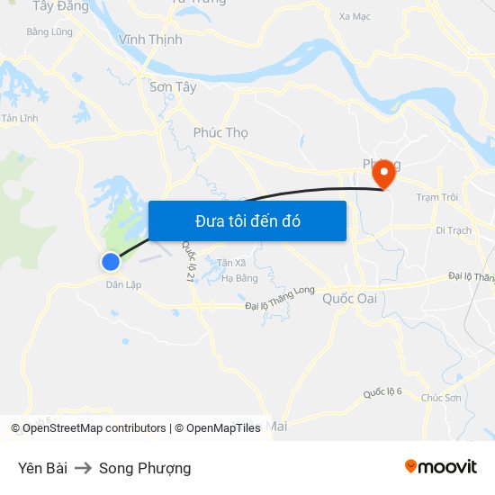 Yên Bài to Song Phượng map