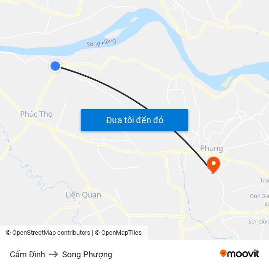 Cẩm Đình to Song Phượng map