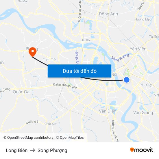 Long Biên to Song Phượng map