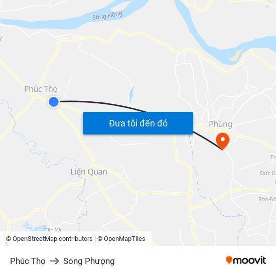 Phúc Thọ to Song Phượng map