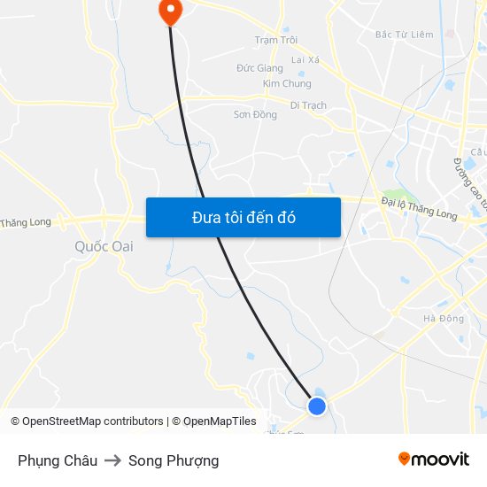 Phụng Châu to Song Phượng map