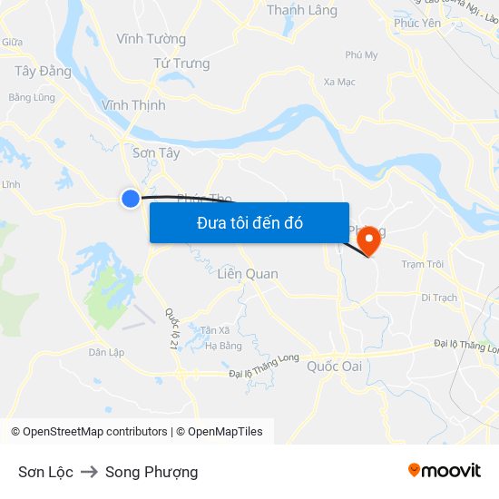 Sơn Lộc to Song Phượng map