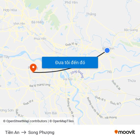 Tiền An to Song Phượng map