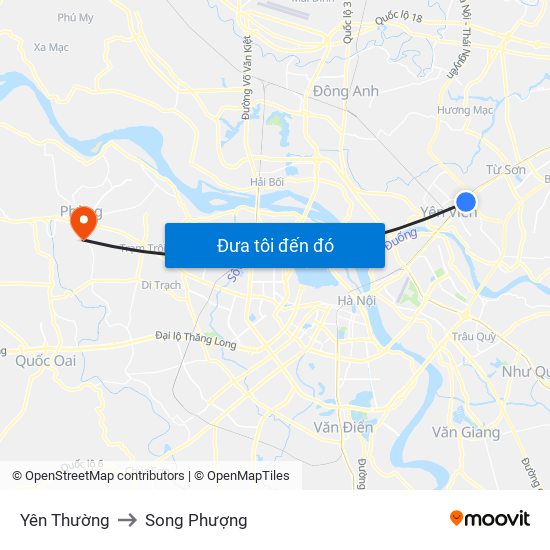 Yên Thường to Song Phượng map