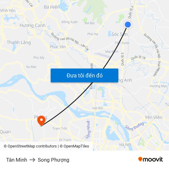 Tân Minh to Song Phượng map