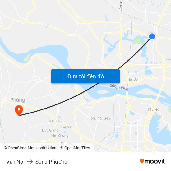 Vân Nội to Song Phượng map