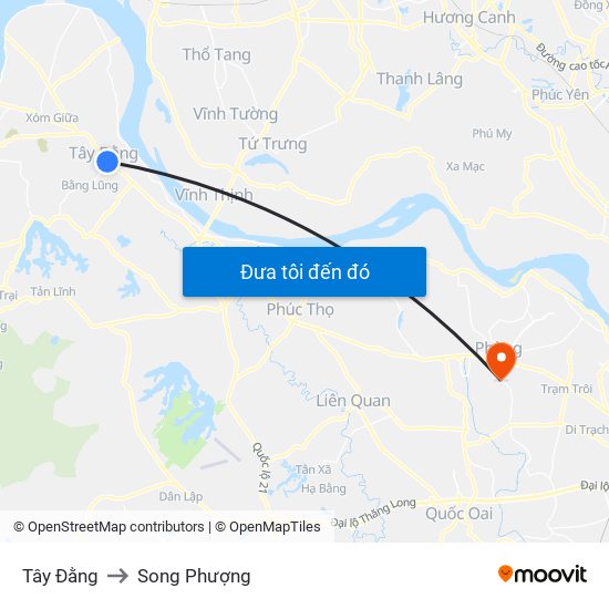 Tây Đằng to Song Phượng map