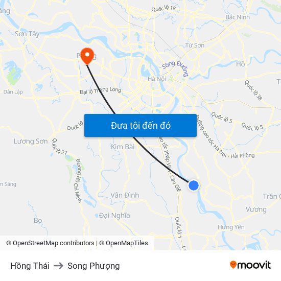 Hồng Thái to Song Phượng map