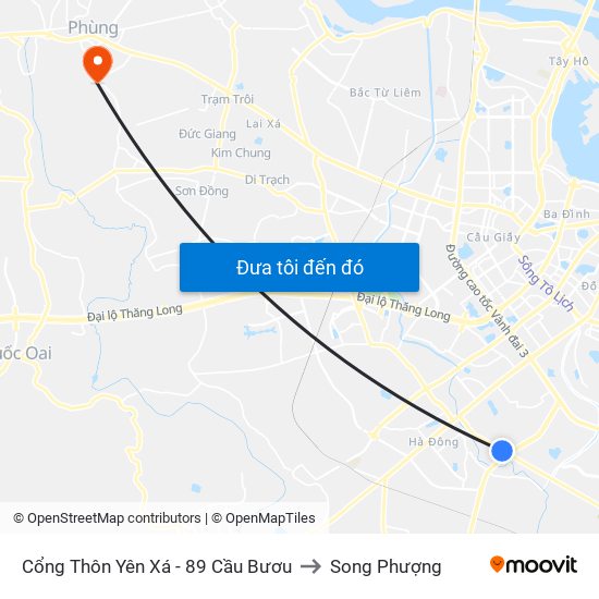 Cổng Thôn Yên Xá - 89 Cầu Bươu to Song Phượng map