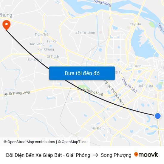 Đối Diện Bến Xe Giáp Bát - Giải Phóng to Song Phượng map