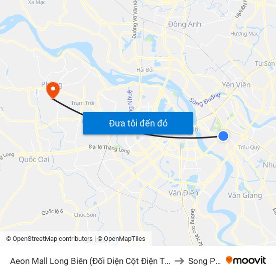 Aeon Mall Long Biên (Đối Diện Cột Điện T4a/2a-B Đường Cổ Linh) to Song Phượng map