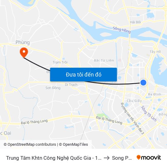 Trung Tâm Khtn Công Nghệ Quốc Gia - 18 Hoàng Quốc Việt to Song Phượng map
