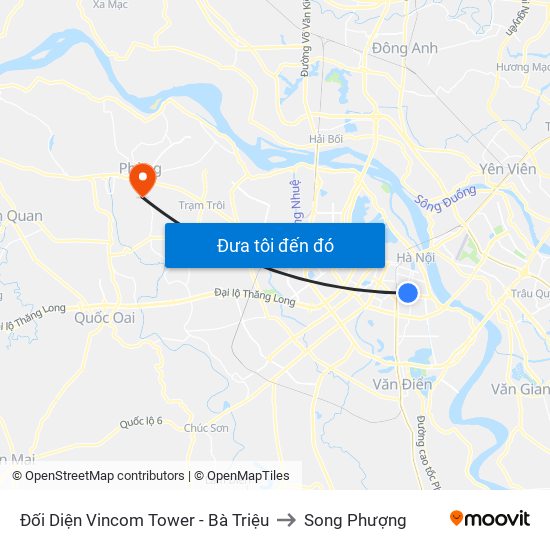 Đối Diện Vincom Tower - Bà Triệu to Song Phượng map