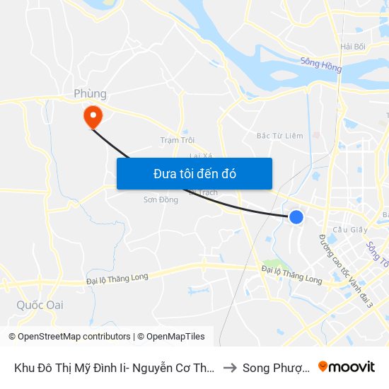Khu Đô Thị Mỹ Đình Ii- Nguyễn Cơ Thạch to Song Phượng map