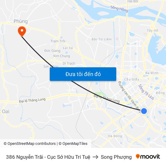 386 Nguyễn Trãi - Cục Sở Hữu Trí Tuệ to Song Phượng map