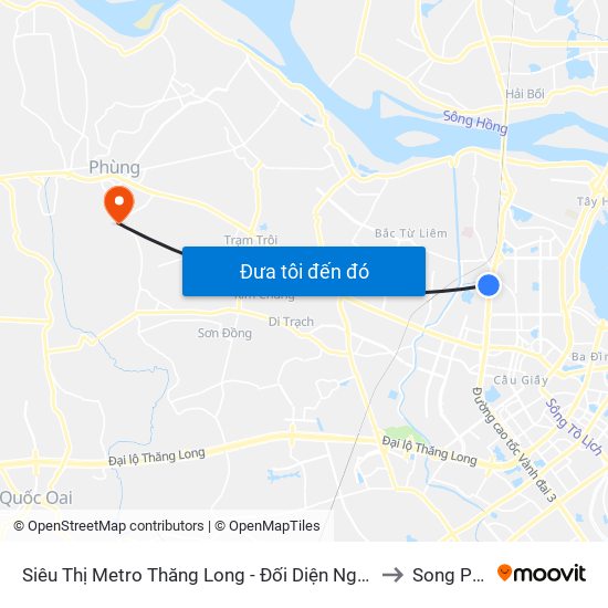 Siêu Thị Metro Thăng Long - Đối Diện Ngõ 599 Phạm Văn Đồng to Song Phượng map