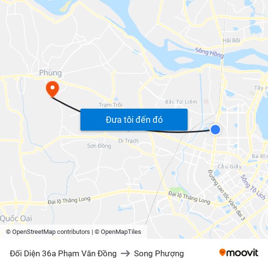 Đối Diện 36a Phạm Văn Đồng to Song Phượng map