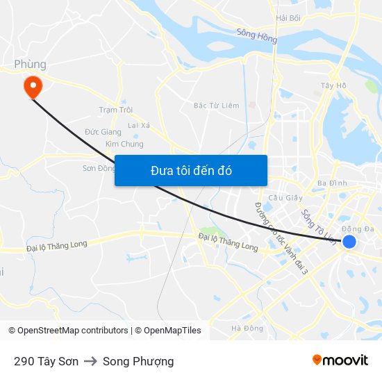 290 Tây Sơn to Song Phượng map