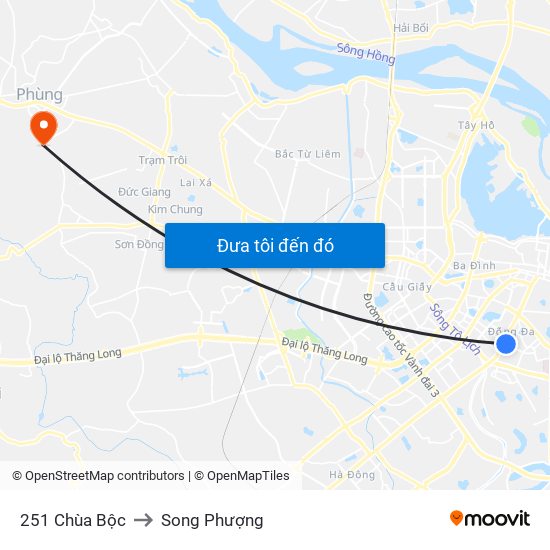 251 Chùa Bộc to Song Phượng map