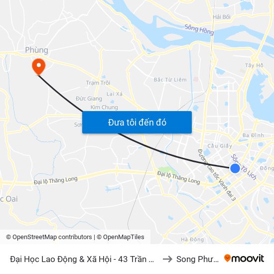Đại Học Lao Động & Xã Hội - 43 Trần Duy Hưng to Song Phượng map