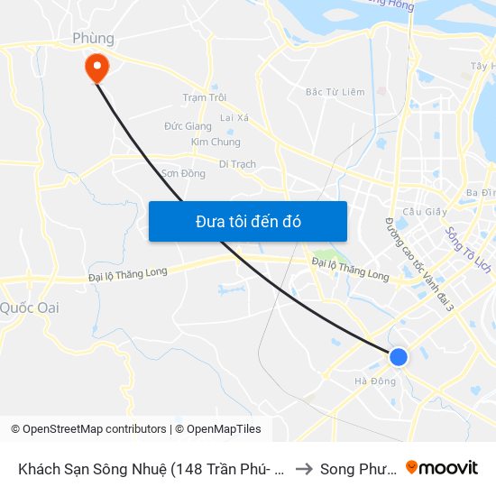 Khách Sạn Sông Nhuệ (148 Trần Phú- Hà Đông) to Song Phượng map