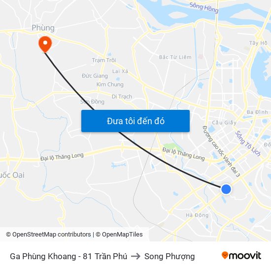 Ga Phùng Khoang - 81 Trần Phú to Song Phượng map