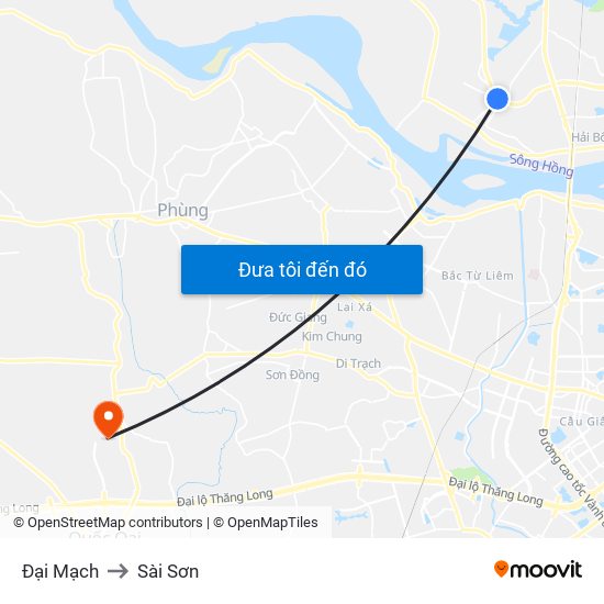 Đại Mạch to Sài Sơn map