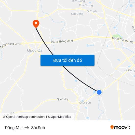 Đồng Mai to Sài Sơn map