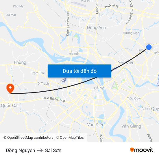 Đồng Nguyên to Sài Sơn map