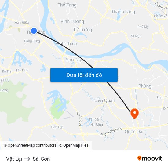 Vật Lại to Sài Sơn map