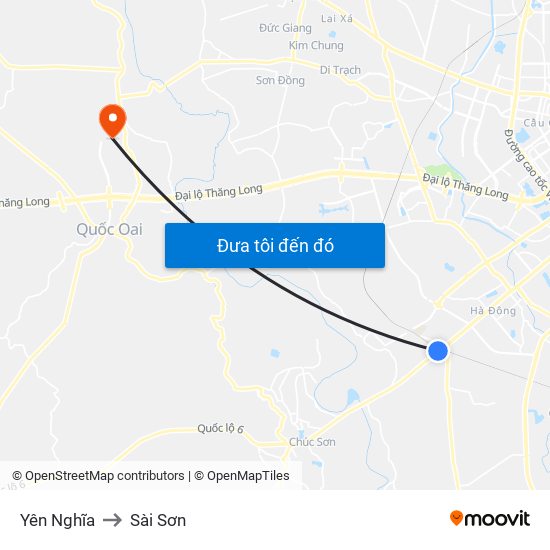 Yên Nghĩa to Sài Sơn map