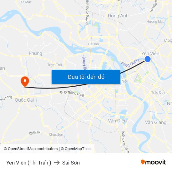 Yên Viên (Thị Trấn ) to Sài Sơn map
