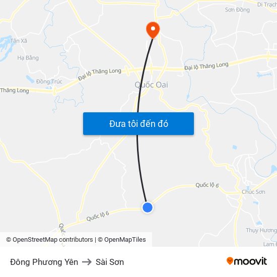 Đông Phương Yên to Sài Sơn map