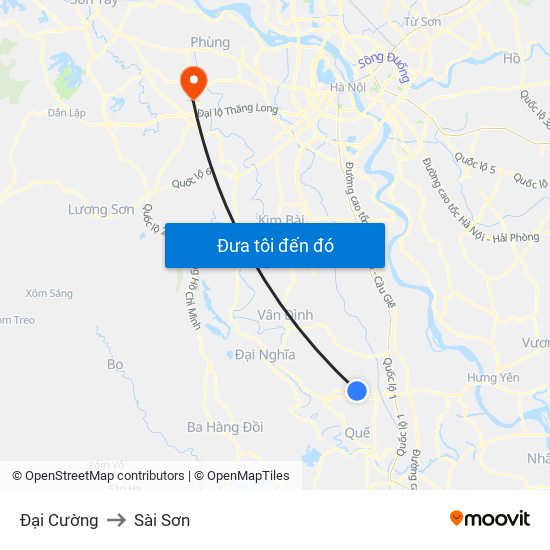 Đại Cường to Sài Sơn map