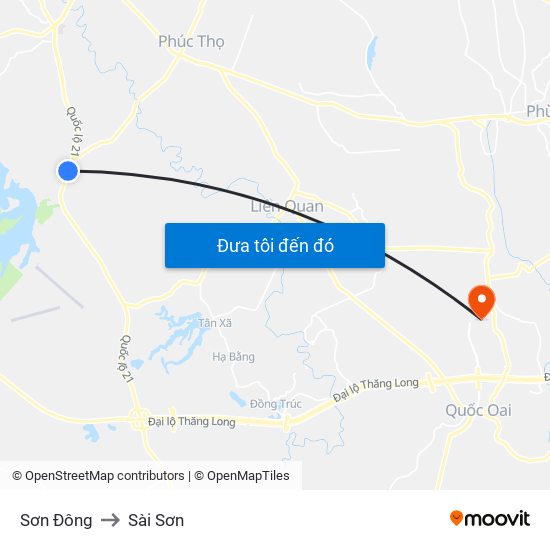 Sơn Đông to Sài Sơn map