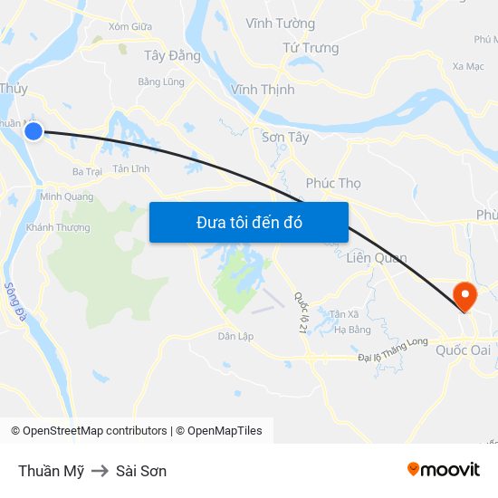 Thuần Mỹ to Sài Sơn map
