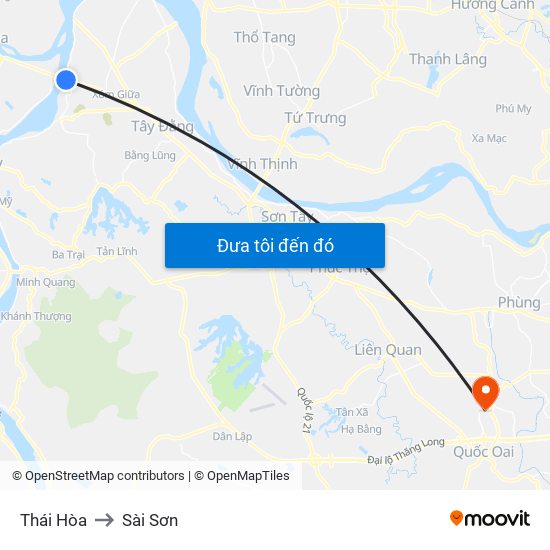 Thái Hòa to Sài Sơn map