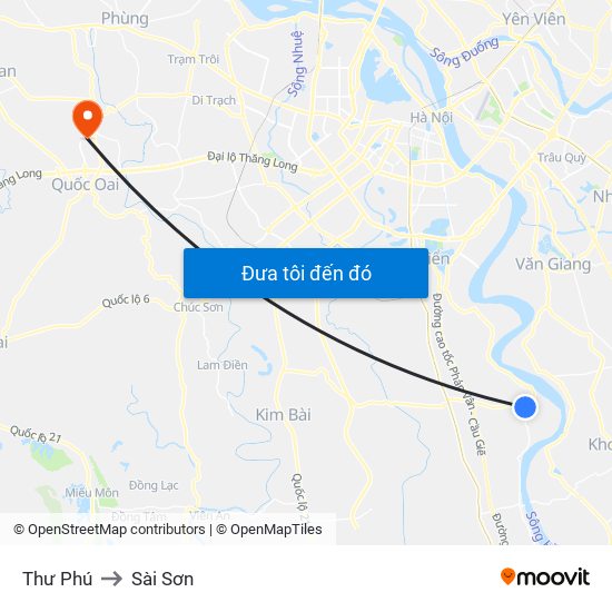 Thư Phú to Sài Sơn map