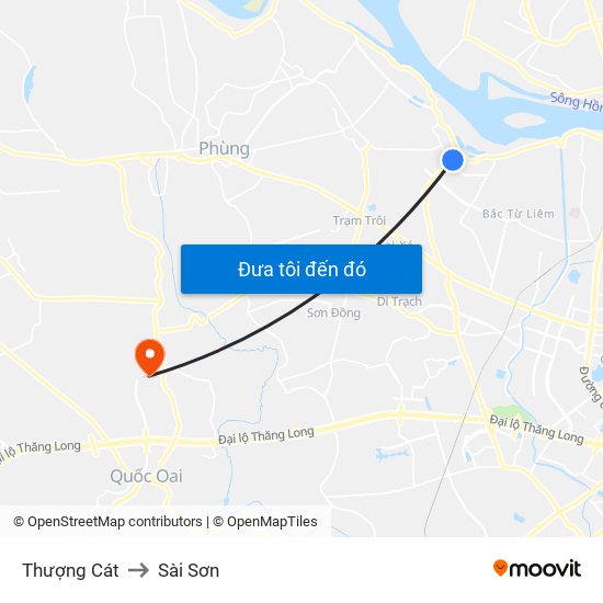 Thượng Cát to Sài Sơn map